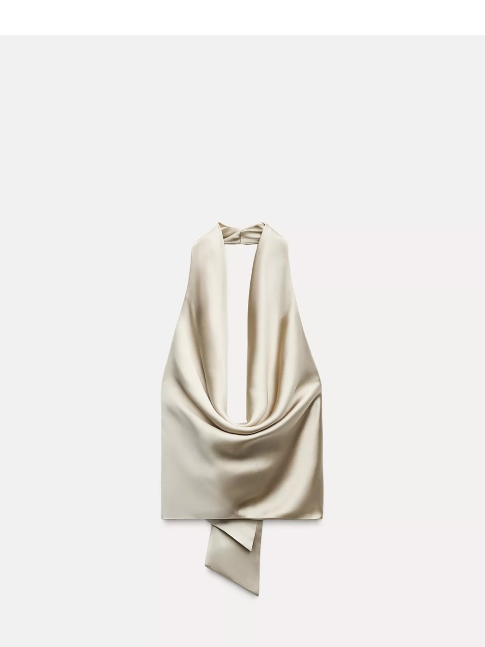 Zara Champagne Satin Halter Cowl Top